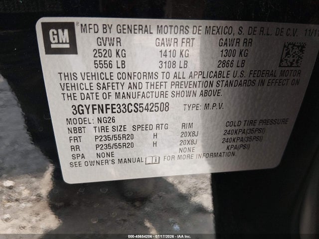 2012 Cadillac Srx Premium Collection მანქანა იყიდება აუქციონზე, vin: 3GYFNFE33CS542508, აუქციონის ნომერი: 45654206