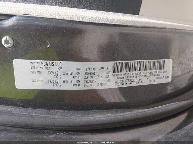 Продаж на аукціоні авто 2020 Chrysler Voyager Lxi, vin: 2C4RC1DG3LR156989, номер лоту: 45654236