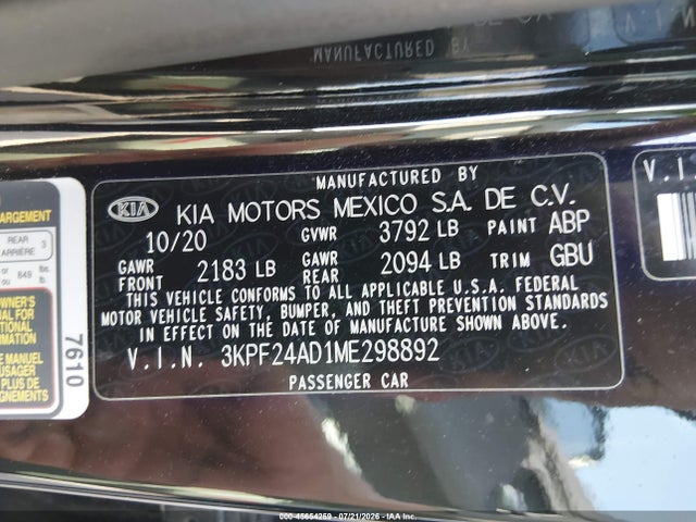 KIA Forte Lxs 2021 3KPF24AD1ME298892 Image 9