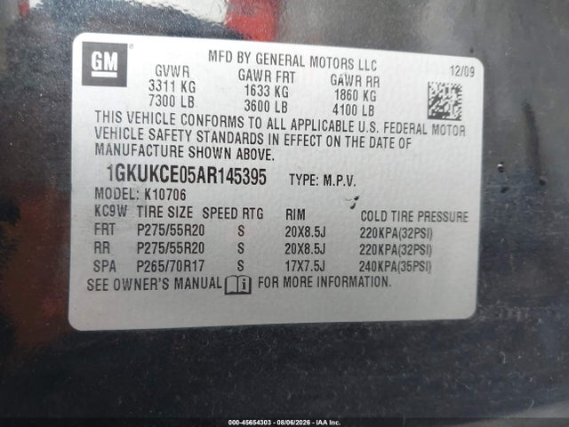 Продажа на аукционе авто 2010 Gmc Yukon Slt, vin: 1GKUKCE05AR145395, номер лота: 45654303