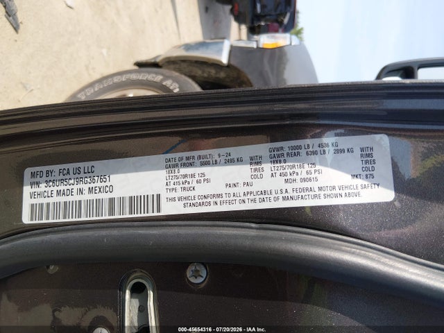 2024 Ram 2500 Tradesman  4x4 6'4 Box მანქანა იყიდება აუქციონზე, vin: 3C6UR5CJ9RG367651, აუქციონის ნომერი: 45654316