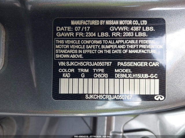 Продажа на аукционе авто 2018 Infiniti Qx30 Luxury, vin: SJKCH5CR3JA050767, номер лота: 45654318