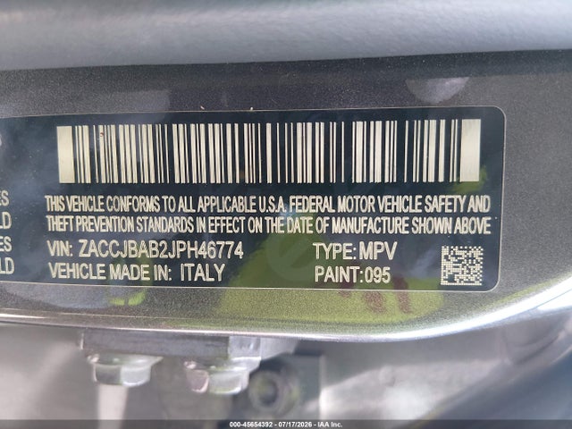 2018 Jeep Renegade Sport 4x4 მანქანა იყიდება აუქციონზე, vin: ZACCJBAB2JPH46774, აუქციონის ნომერი: 45654392