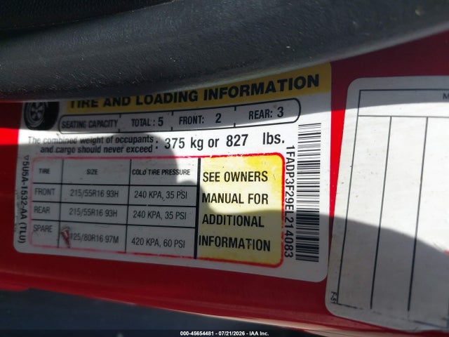 1FADP3F29EL214083 Ford FOCUS SE