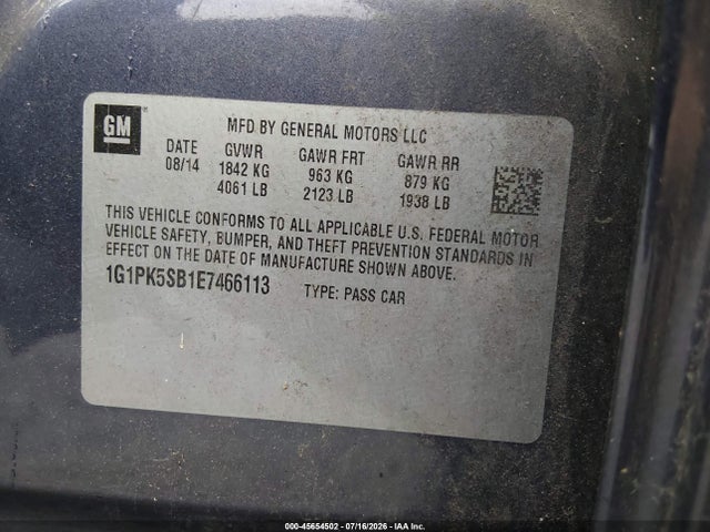 1G1PK5SB1E7466113 Chevrolet CRUZE LT