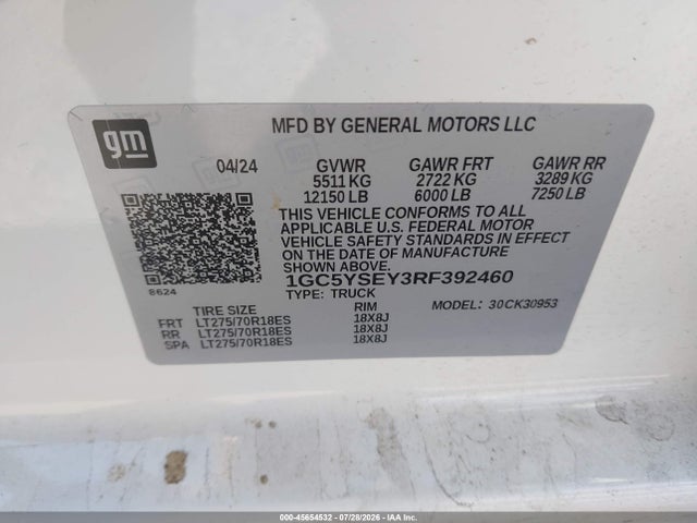 1GC5YSEY3RF392460 Chevrolet Silverado 3500hd 4wd Long Bed Work Truck