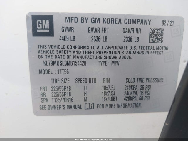 KL79MUSL3MB154428 Chevrolet Trailblazer Awd Rs