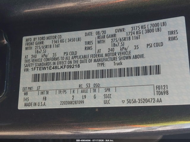 Ford F-150 Xlt 2020 1FTEW1E48LKF09218 Image 9