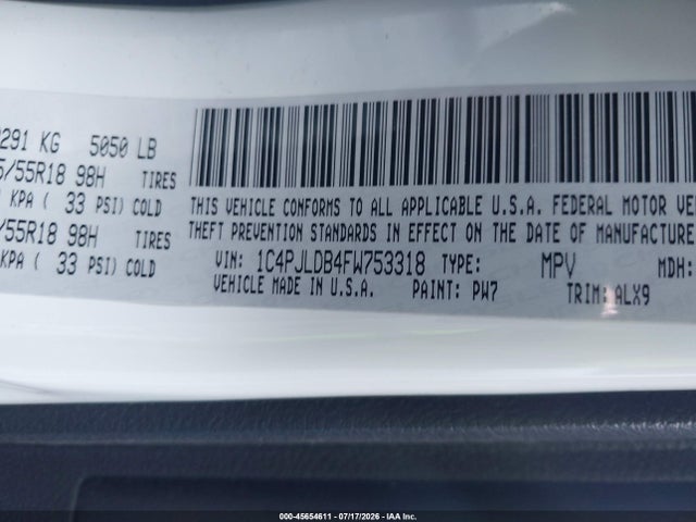 Jeep Cherokee Limited 2015 1C4PJLDB4FW753318 Image 9