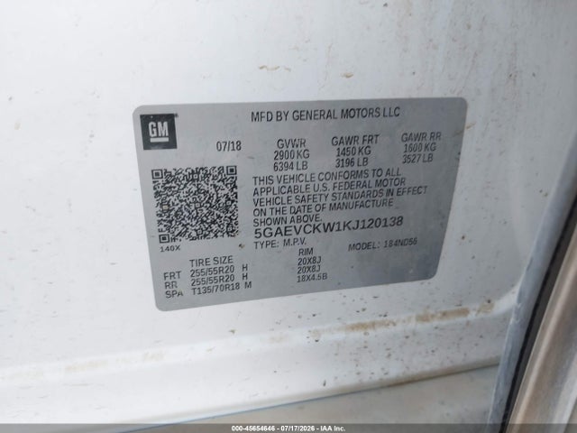 Продажа на аукционе авто 2019 Buick Enclave Awd Avenir, vin: 5GAEVCKW1KJ120138, номер лота: 45654646