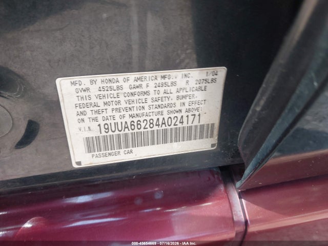 45654669 :رقم المزاد ، 19UUA66284A024171 vin ، 2004 Acura Tl مزاد بيع