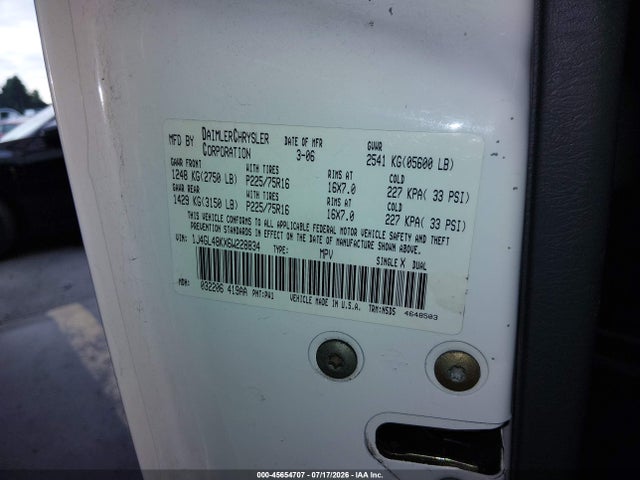 Aukcja sprzedaży 2006 Jeep Liberty Sport, vin: 1J4GL48KX6W228834, numer aukcji: 45654707
