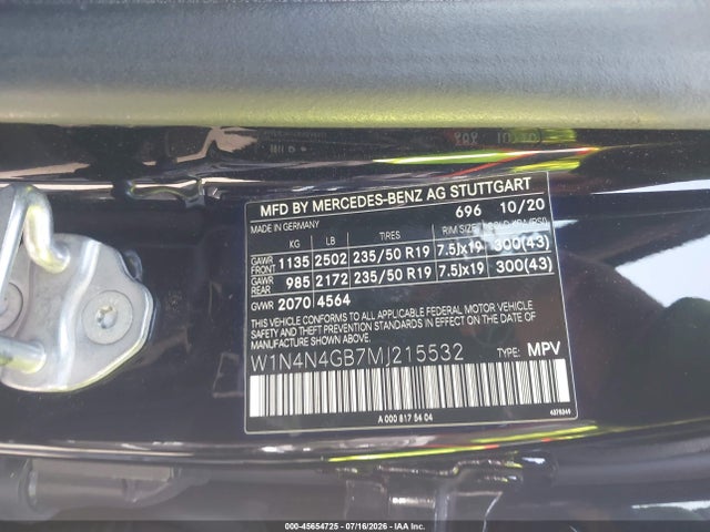 Продаж на аукціоні авто 2021 Mercedes-benz Gla 250, vin: W1N4N4GB7MJ215532, номер лоту: 45654725