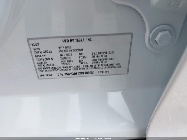 Aukcja sprzedaży 2023 Tesla Model Y Performance Dual Motor All-wheel Drive, vin: 7SAYGDEF2PF705061, numer aukcji: 45654767