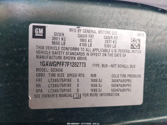 Chevrolet Express 2500 Ls 2015 1GAWGPFF7F1282773 Image 9
