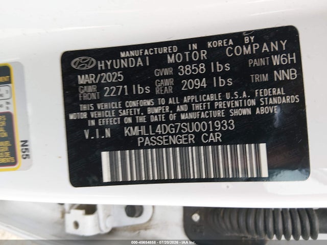 Aukcja sprzedaży 2025 Hyundai Elantra Se, vin: KMHLL4DG7SU001933, numer aukcji: 45654858