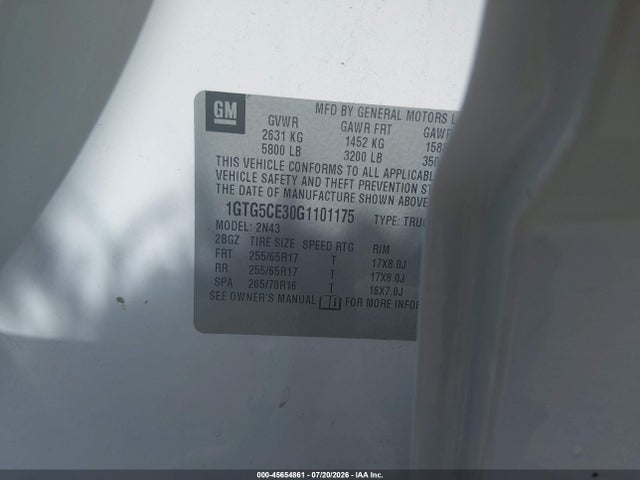 Aukcja sprzedaży 2016 Gmc Canyon 2wd Sle, vin: 1GTG5CE30G1101175, numer aukcji: 45654861