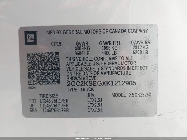 Chevrolet Silverado 2500hd Lt 2019 2GC2KSEGXK1212965 Image 9