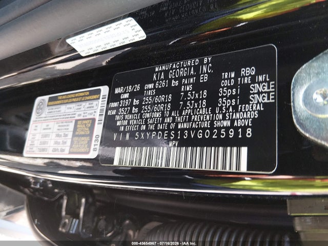 45654967 :رقم المزاد ، 5XYPDES13VG025918 vin ، 2027 Kia Telluride X-pro Sx مزاد بيع