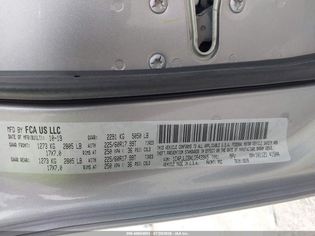 2020 Jeep Cherokee Latitude Fwd მანქანა იყიდება აუქციონზე, vin: 1C4PJLCBXLD543945, აუქციონის ნომერი: 45654982
