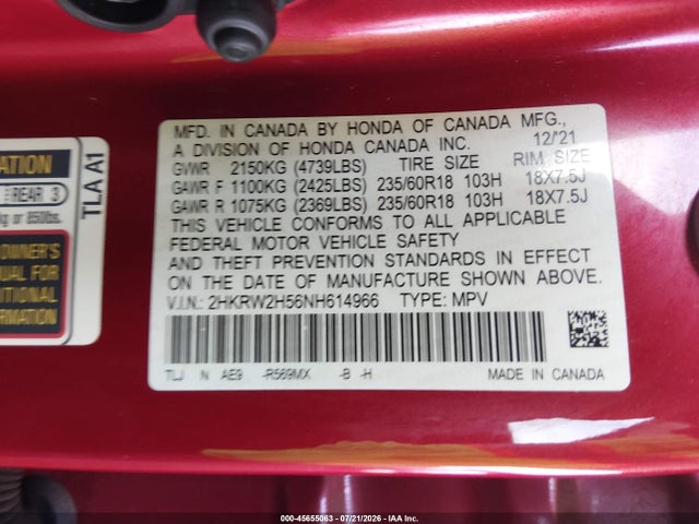 Honda Cr-v Awd Ex 2022 2HKRW2H56NH614966 Image 9