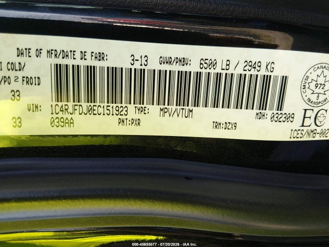 45655077 :رقم المزاد ، 1C4RJFDJ0EC151923 vin ، 2014 Jeep Grand Cherokee Srt مزاد بيع