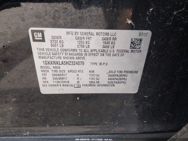 Продажа на аукционе авто 2017 Gmc Acadia Sle-1, vin: 1GKKNKLA5HZ324079, номер лота: 45655166