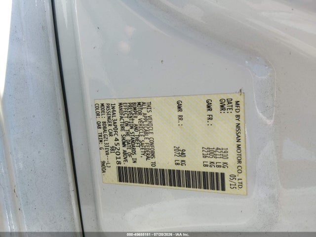 Aukcja sprzedaży 2015 Nissan Altima 2.5 S, vin: 1N4AL3AP0FC452018, numer aukcji: 45655181