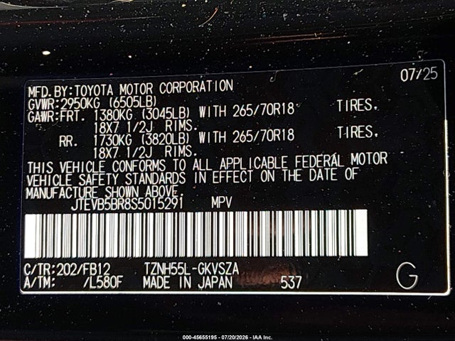 JTEVB5BR8S5015291 Toyota 4runner Hybrid Trd Off Road