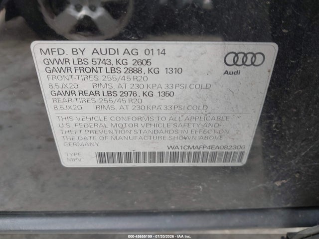 WA1CMAFP4EA082306 Audi Q5 3.0 Tdi Premium Plus