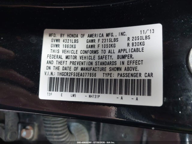 1HGCR2F50EA077956 Honda Accord Sport