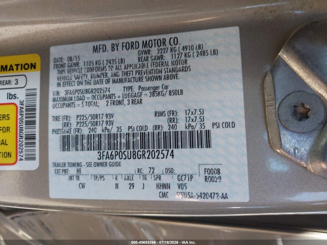 3FA6P0SU8GR202574 Ford Fusion Energi Titanium
