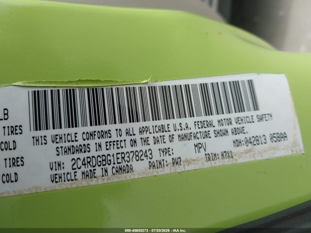 Продаж на аукціоні авто 2014 Dodge Grand Caravan American Value Pkg, vin: 2C4RDGBG1ER378243, номер лоту: 45655272