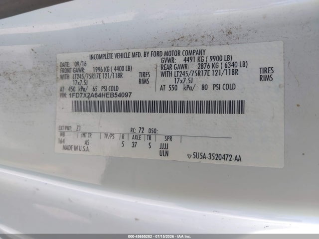 Ford F-250 Xl 2017 1FD7X2A64HEB54097 Image 9