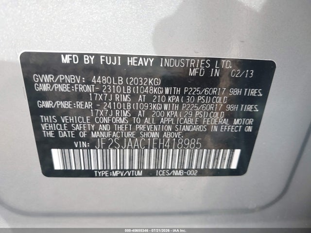 Subaru Forester 2.5i 2014 JF2SJAAC1EH418985 Image 9