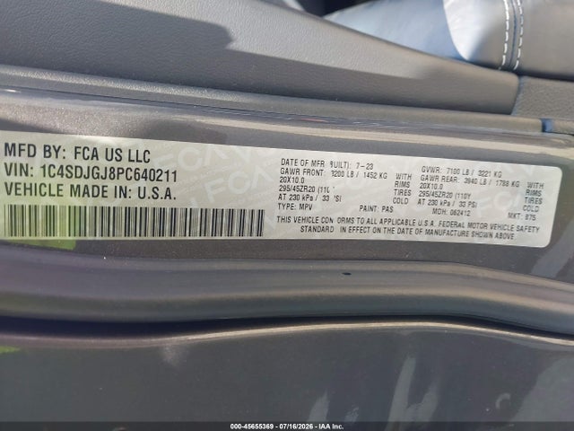 1C4SDJGJ8PC640211 Dodge Durango Srt 392 Premium Awd