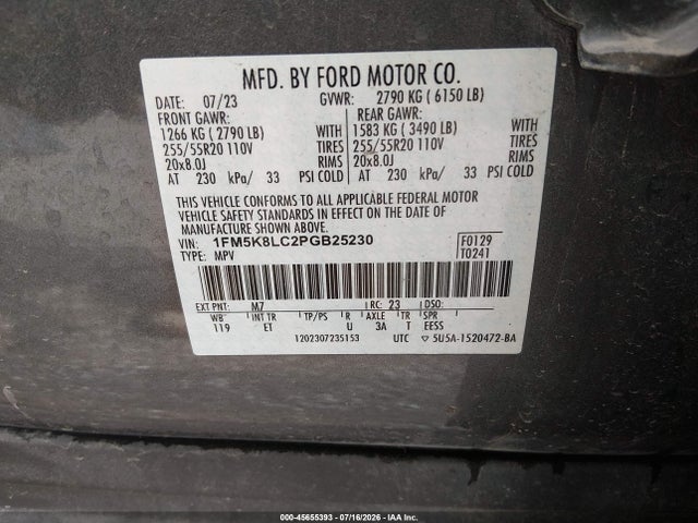 Продажа на аукционе авто 2023 Ford Explorer King Ranch, vin: 1FM5K8LC2PGB25230, номер лота: 45655393