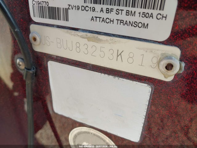 45655415 :رقم المزاد ، BUJ83253K819 vin ، 2019 Tracker Nitro Zv19 مزاد بيع
