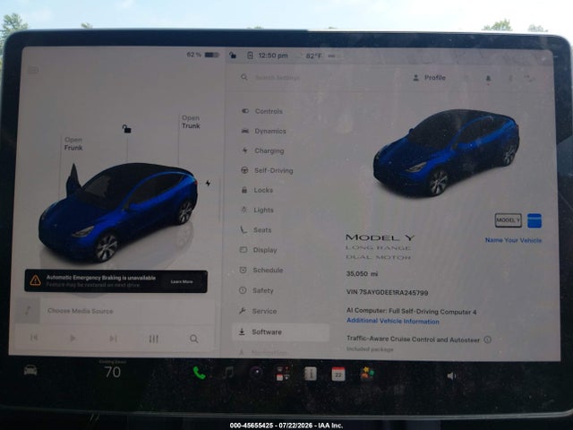 45655425 :رقم المزاد ، 7SAYGDEE1RA245799 vin ، 2024 Tesla Model Y Long Range Dual Motor All-wheel Drive مزاد بيع