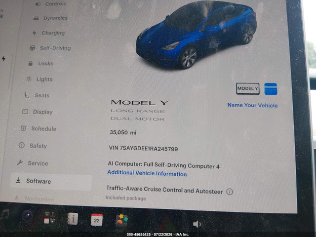 45655425 :رقم المزاد ، 7SAYGDEE1RA245799 vin ، 2024 Tesla Model Y Long Range Dual Motor All-wheel Drive مزاد بيع