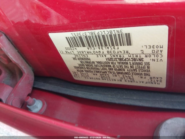 Продаж на аукціоні авто 2011 Nissan Versa 1.8s, vin: 3N1BC1CP3BL373251, номер лоту: 45655433