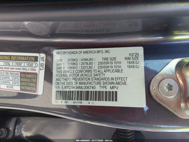Aukcja sprzedaży 2021 Acura Rdx Standard, vin: 5J8TC1H34ML006740, numer aukcji: 45655451