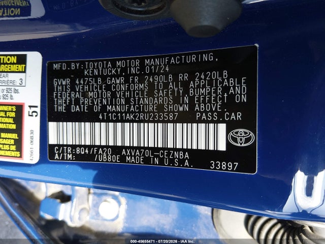 4T1C11AK2RU233587 Toyota CAMRY LE