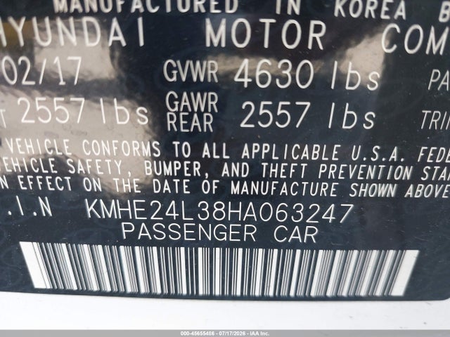 Hyundai Sonata Hybrid Se 2017 KMHE24L38HA063247 Image 9