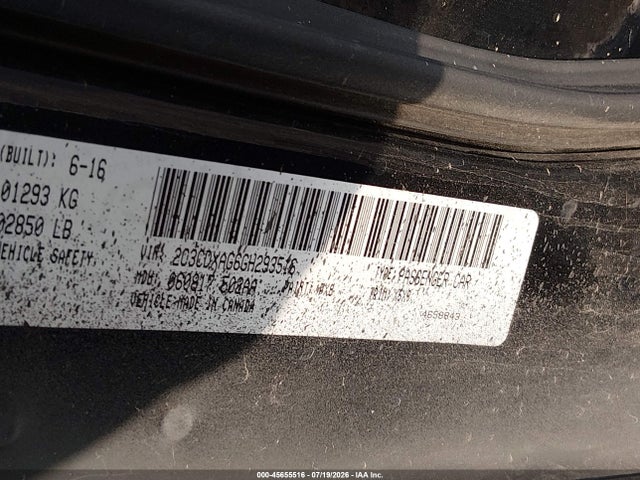 2C3CDXAG6GH293516 Dodge Charger Police