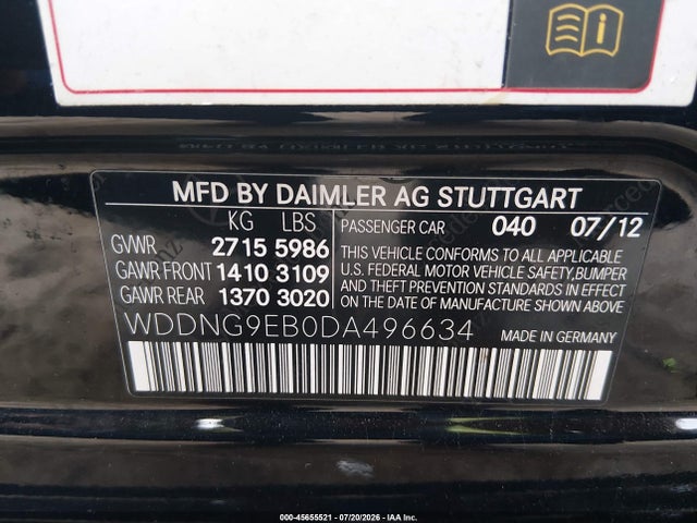 Продаж на аукціоні авто 2013 Mercedes-benz S 550 4matic, vin: WDDNG9EB0DA496634, номер лоту: 45655521