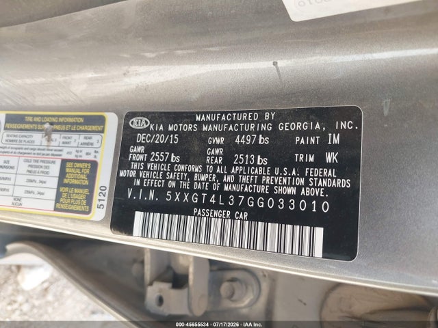 KIA Optima Lx 2016 5XXGT4L37GG033010 Image 9