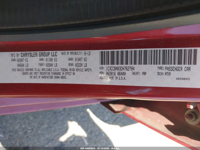 45655603 :رقم المزاد ، 1C3CCBAB3DN762784 vin ، 2013 Chrysler 200 Lx مزاد بيع