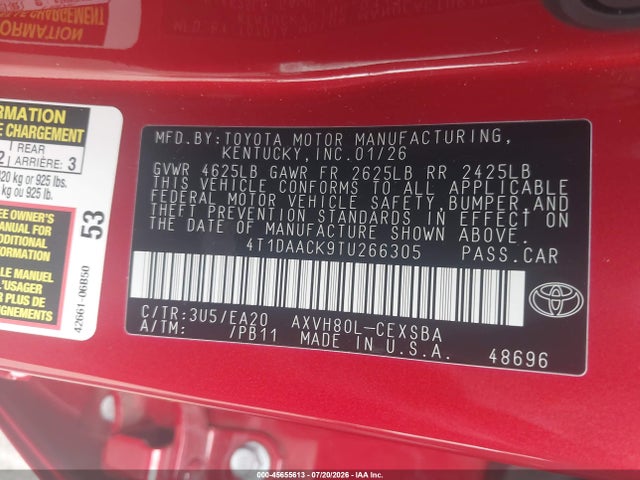 Toyota Camry Nightshade 2026 4T1DAACK9TU266305 Image 9