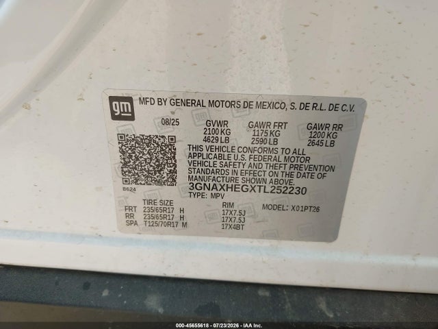 3GNAXHEGXTL252230 Chevrolet Equinox Fwd Lt